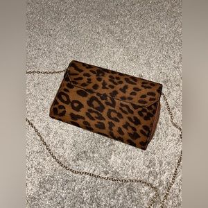 Cheetah print gold chain bag